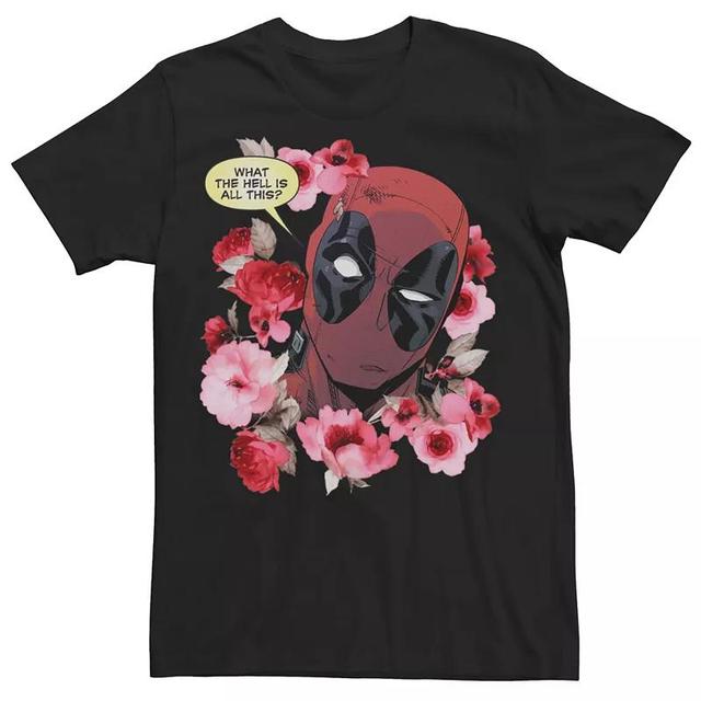 Mens Marvel Comics Deadpool Floral Tee Black Product Image