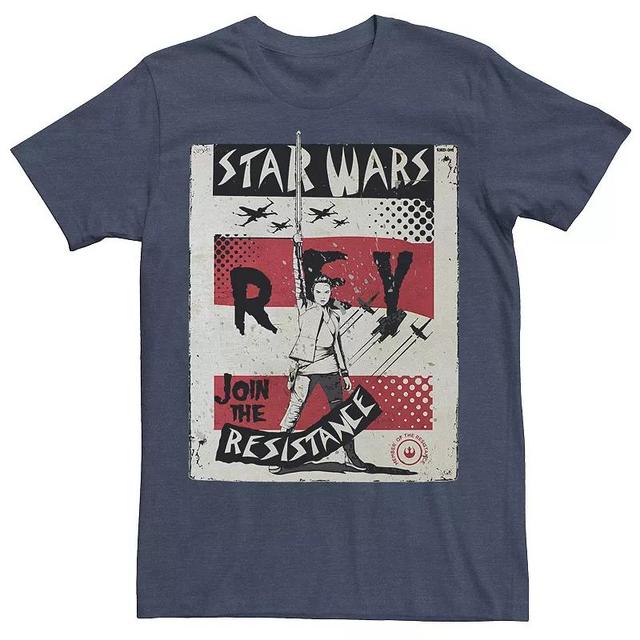 Mens Star Wars Last Jedi Rey Join Resistance Propaganda Tee Blue Product Image