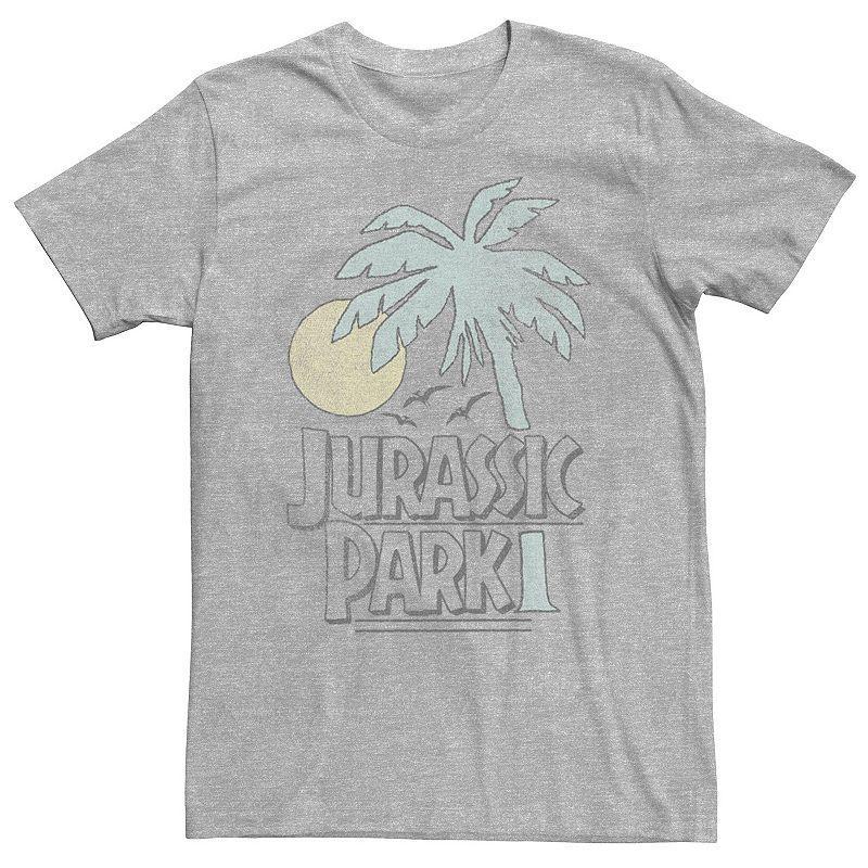 Big & Tall Jurassic Park Sunset Palm Tree Logo Tee, Mens Athletic Grey Product Image