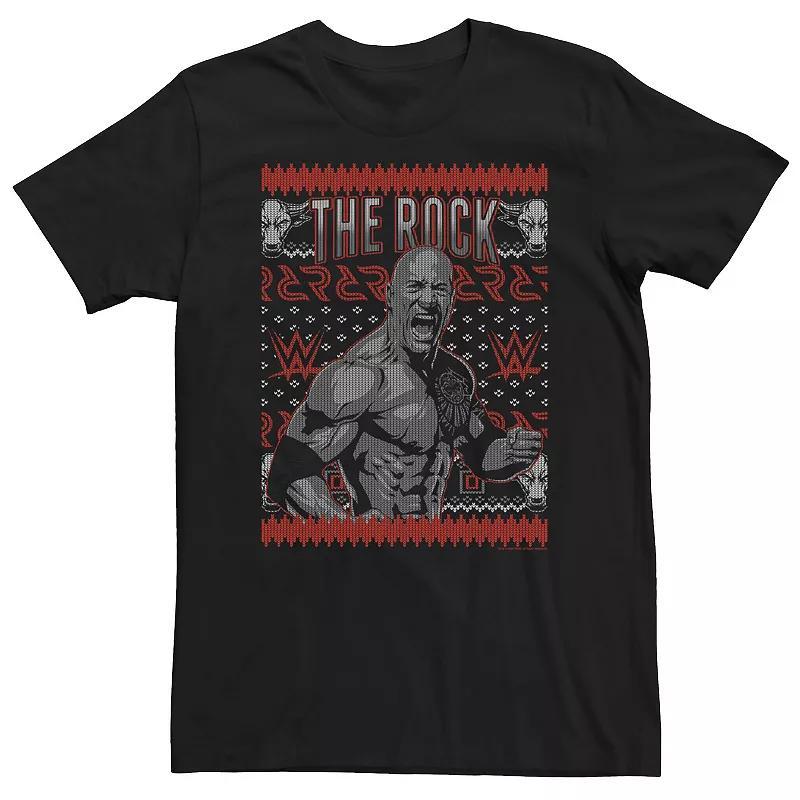 Mens WWE The Rock Ugly Sweater Design Tee Product Image