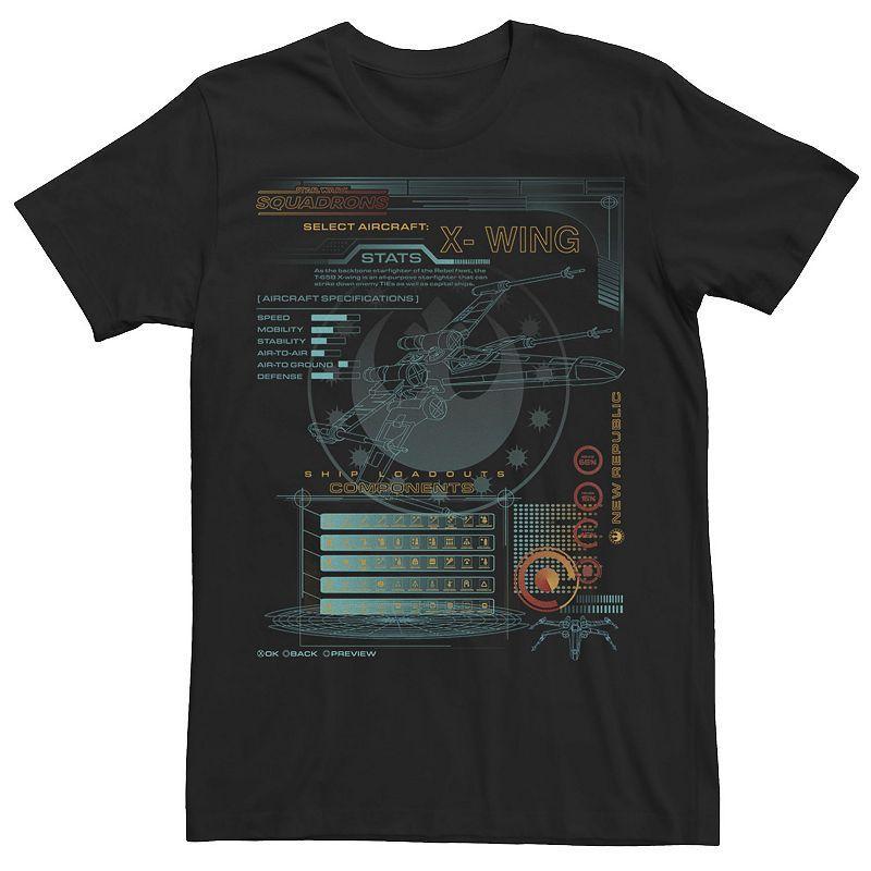 Mens Star Wars: Squadrons X-Wing Components Tee Black Product Image