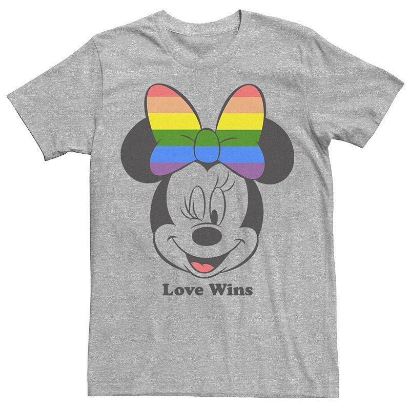 Disneys Mickey & Friends Minnie Mouse Mens Love Wins Rainbow Bow Tee Athletic Grey Product Image