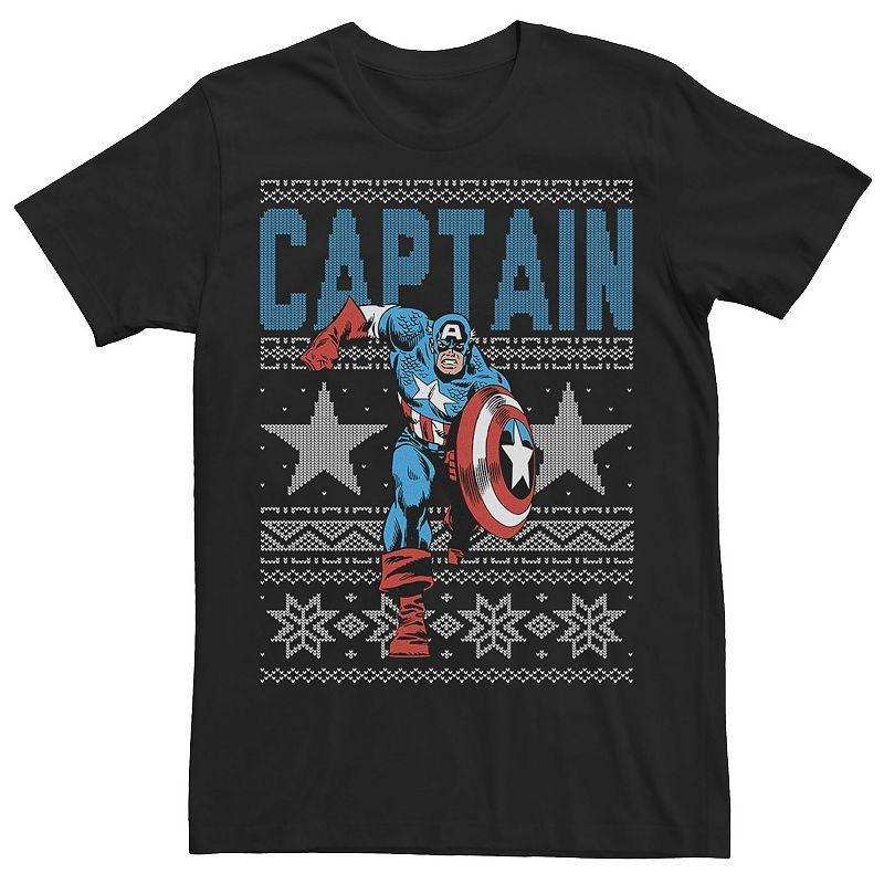 Mens Marvel Captain America Stars Ugly Christmas Tee Product Image