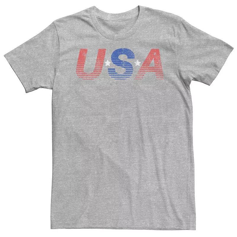 Mens USA Line Gradient Colored Red White & Blue Tee Athletic Grey Product Image