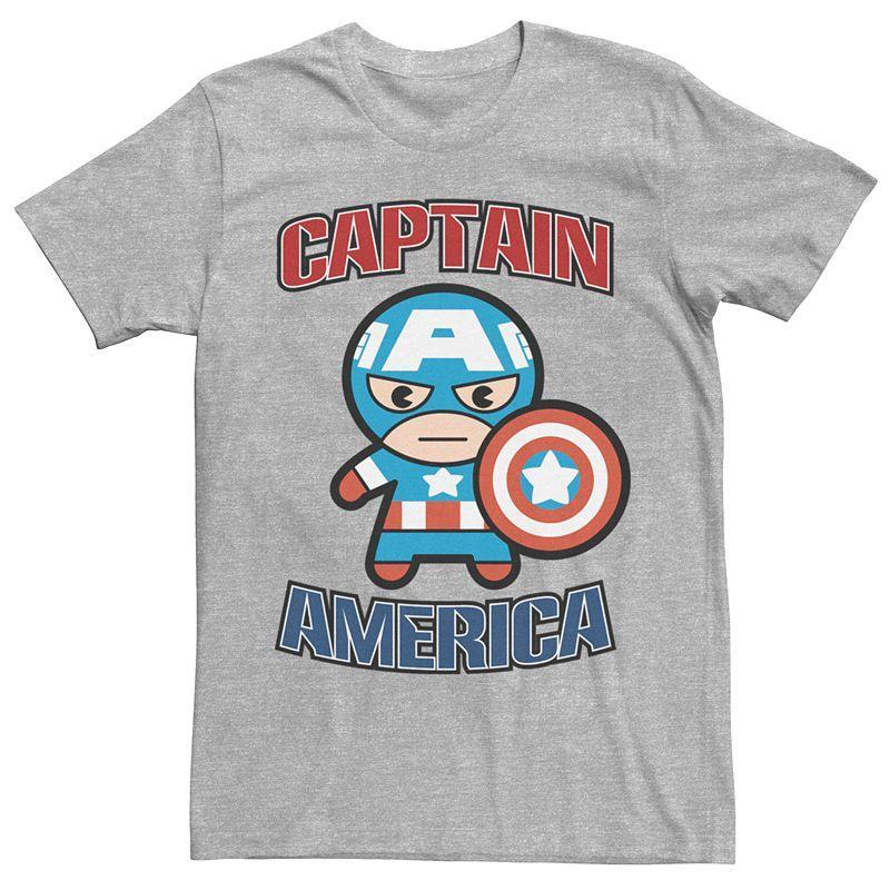 Mens Marvel Kawaii Art Collection Captain America Graphic Tee Athletic Grey Product Image