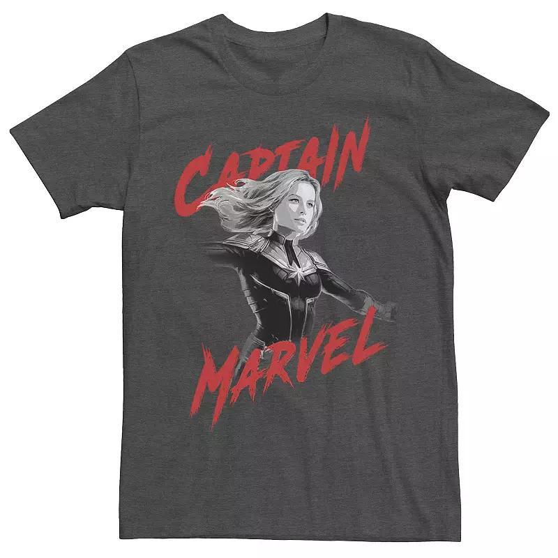 Mens Marvel Captain Marvel Grey Scale Portrait Color Pop Logo Tee Product Image