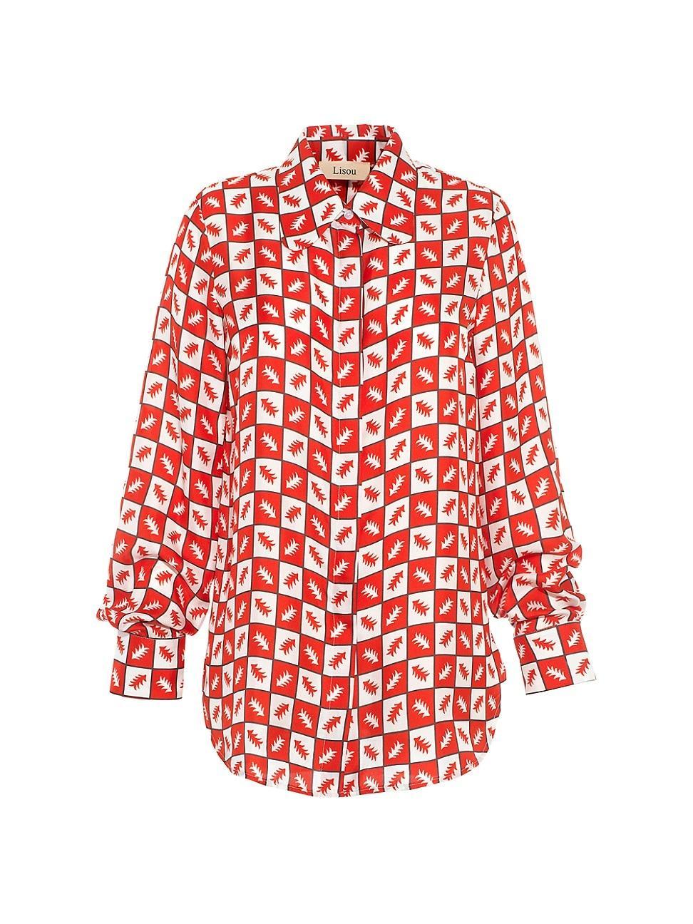 Womens Printed Silk Twill Shirt Product Image