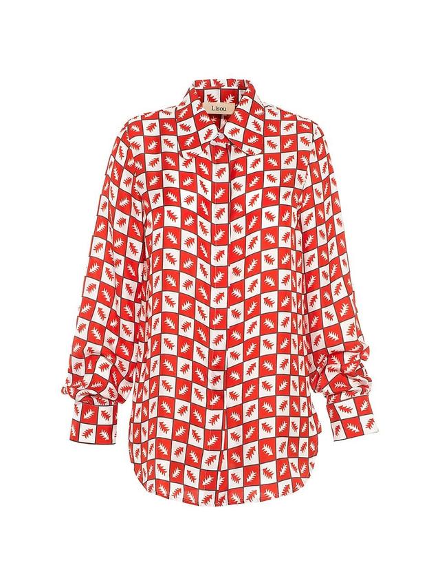 Womens Printed Silk Twill Shirt Product Image