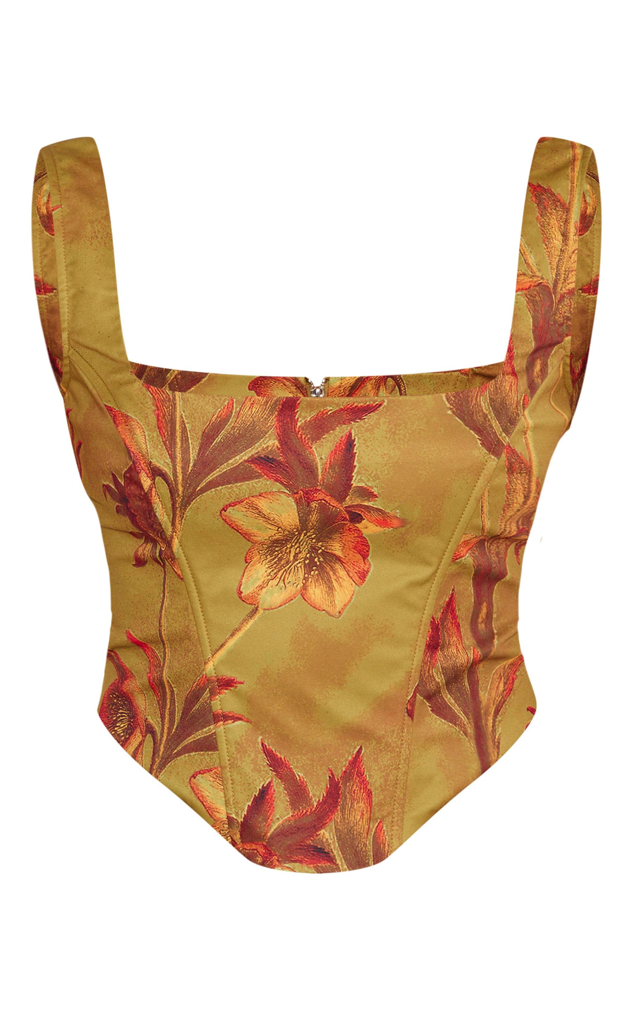 Green Floral Corset Product Image