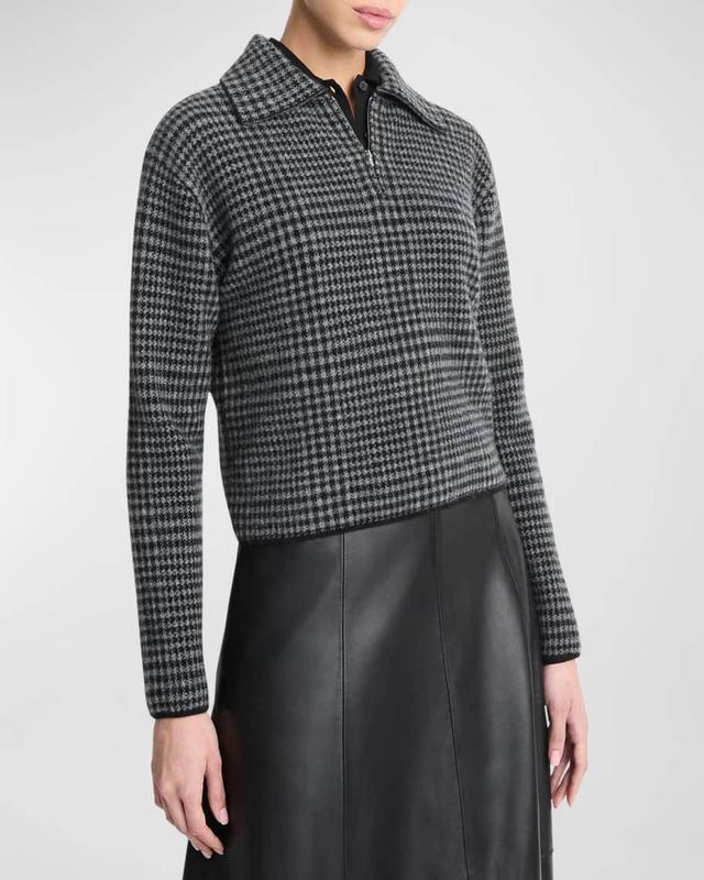 Wool and Cashmere Plaid Half-Zip Sweater Product Image