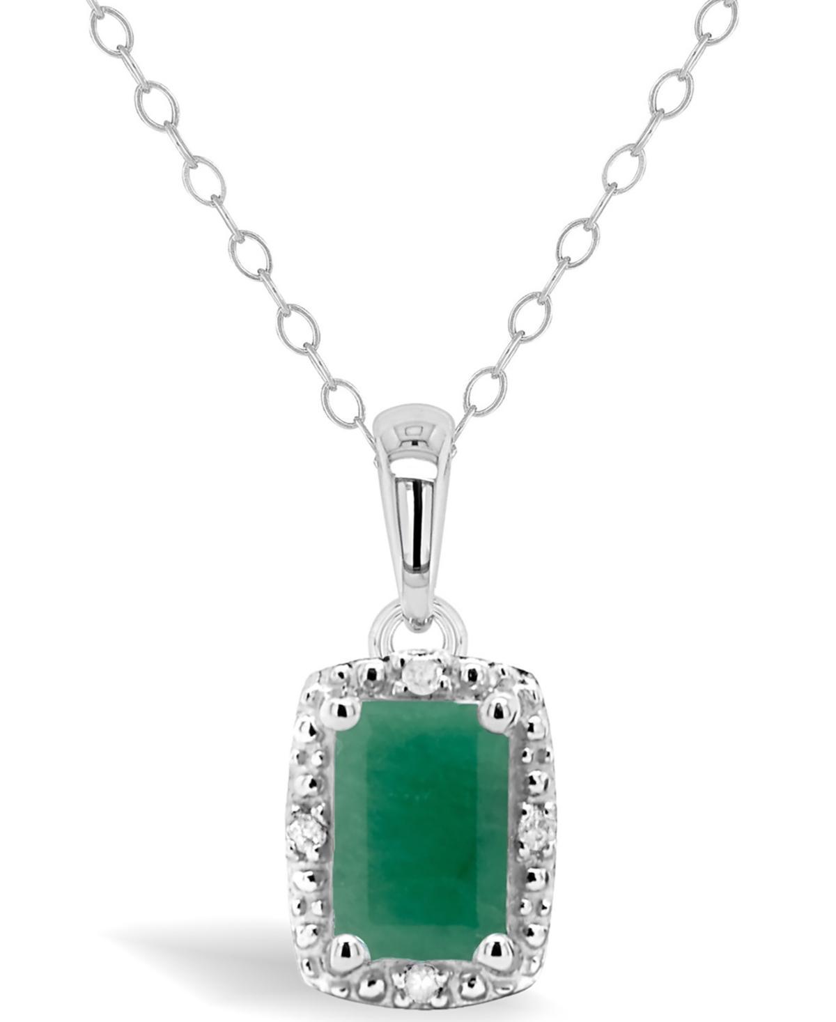 Sapphire (5/8 ct. t.w.) and Diamond Accent Pendant Necklace in Sterling Silver (Also Available in Emerald) Product Image