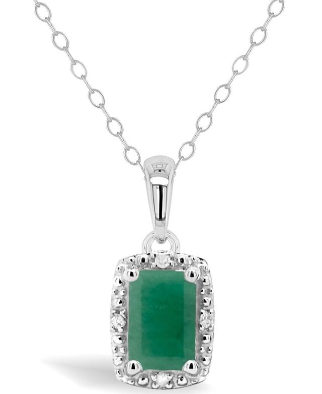 Celebration Gems Sterling Silver Emerald & Diamond Accent Pendant Necklace, Womens Green Product Image