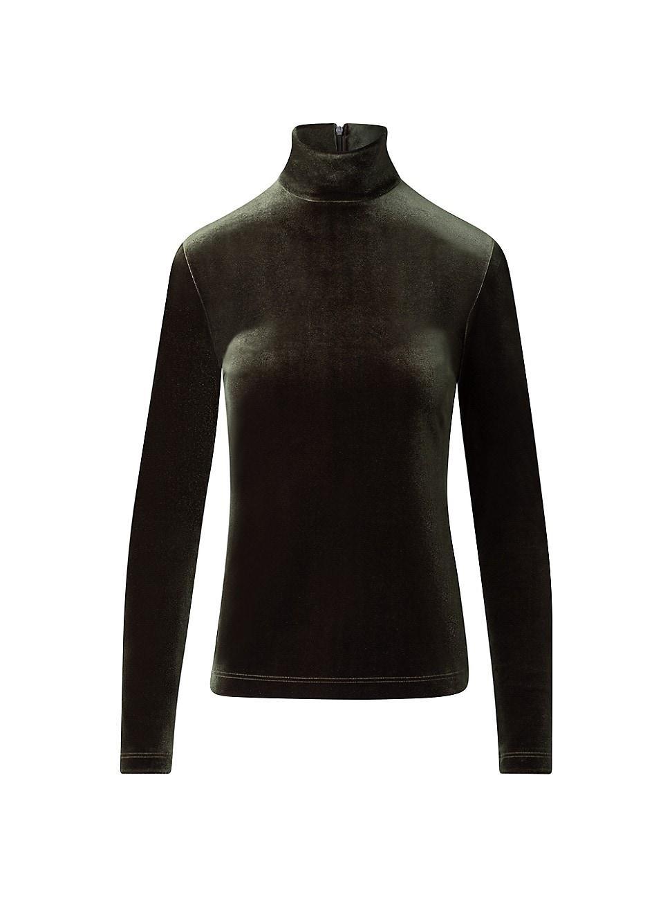 Womens Velvet Mock Turtleneck Top Product Image