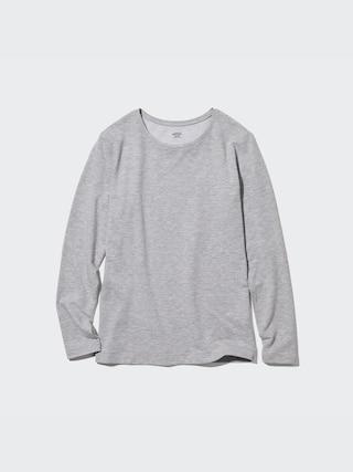 UNIQLO US Women's Heattech Cotton Crew Neck Long-Sleeve T-Shirt (Extra Warm) with Moisture-Wicking Gray XS UNIQLO US  XS  female Product Image