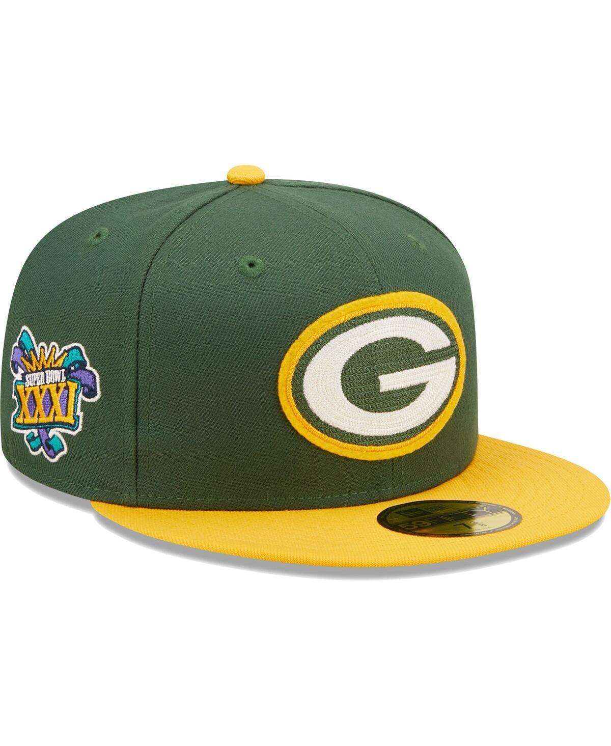 Mens New Era /Gold Bay Packers Super Bowl XXXI Letterman 59FIFTY Fitted Hat Product Image