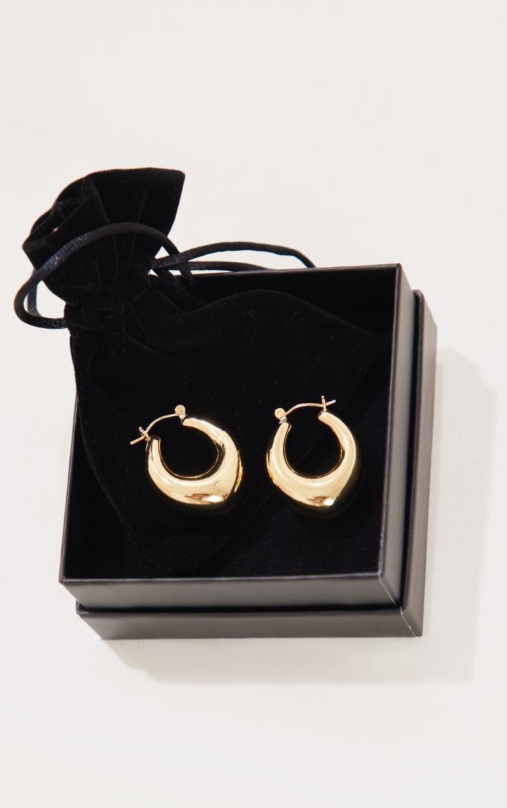 Real Gold Plated Thick Tubular Hoop Earrings Product Image