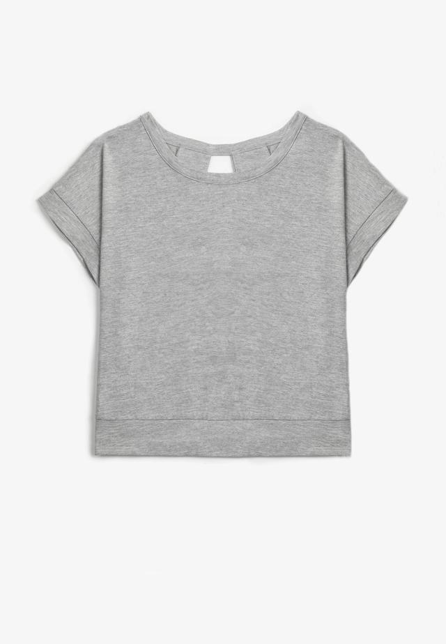 Maurices Womens M (10) Size Girls Open Back Crew Neck Tee Gray Product Image