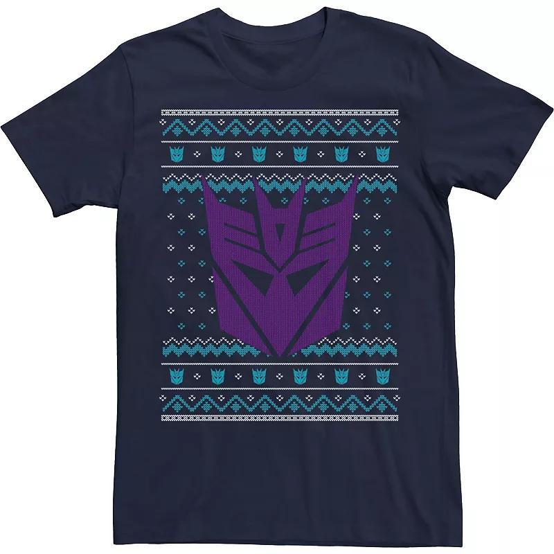 Mens Transformers Christmas Decepticon Ugly Sweater Style Tee Blue Product Image