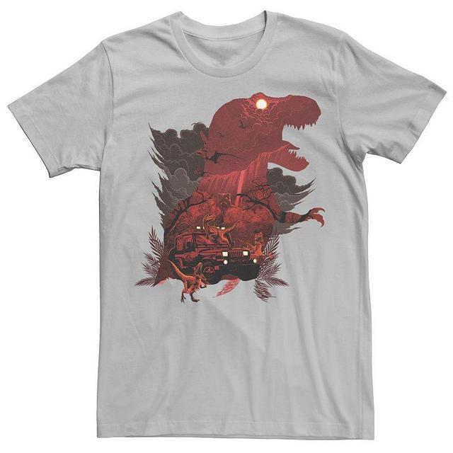 Mens Jurassic Park T-Rex Red Safari Collage Graphic Tee Product Image