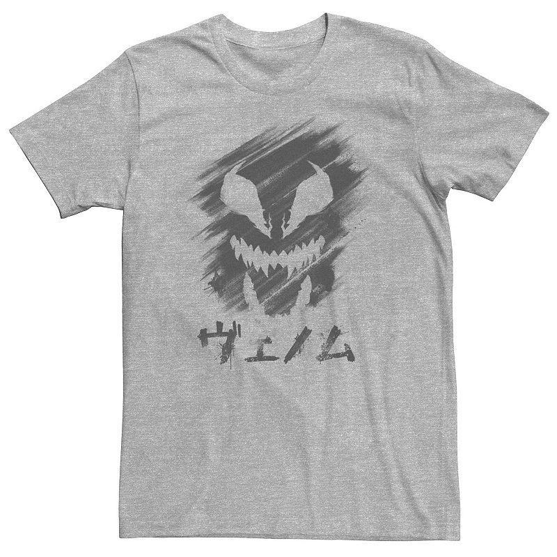 Big & Tall Marvel Venom Kanji Face Brush Strokes Tee, Mens Athletic Grey Product Image