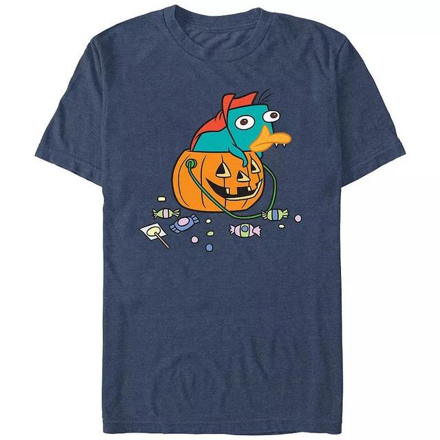 Mens Phineas And Ferb Perry Vampire Graphic Tee Navy Grey Product Image