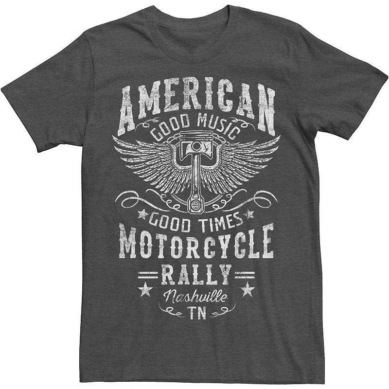 Big & Tall Motorcycle Rally Americana Moto Logo Tee, Mens Grey Heather Product Image