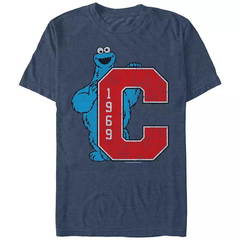 Mens Sesame Street C Is For Cookie Monster Graphic Tee Navy Grey Product Image