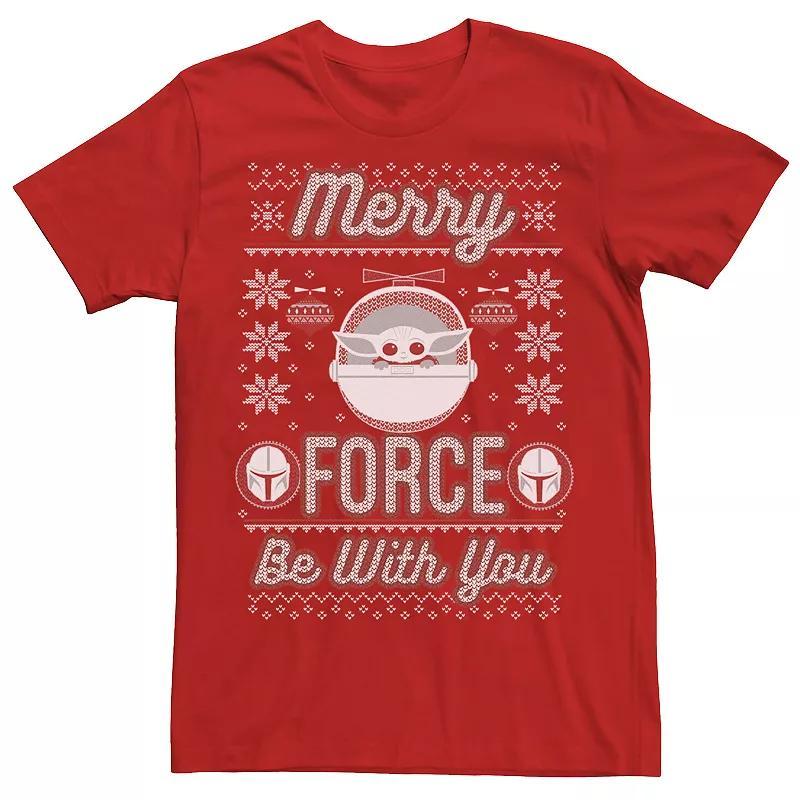 Mens Star Wars The Mandalorian Christmas Merry Force Be With You Tee Product Image