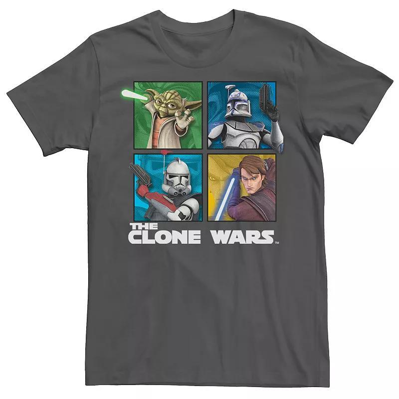 Mens Star Wars: The Clone Wars Group Shot Box Up Tee Grey Product Image