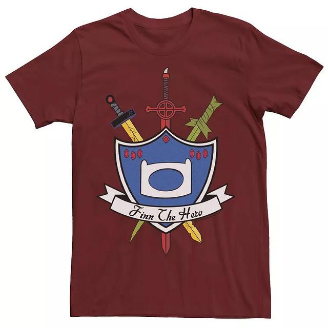 Mens Adventure Time Finn The Hero Sword And Shield Banner Tee Product Image