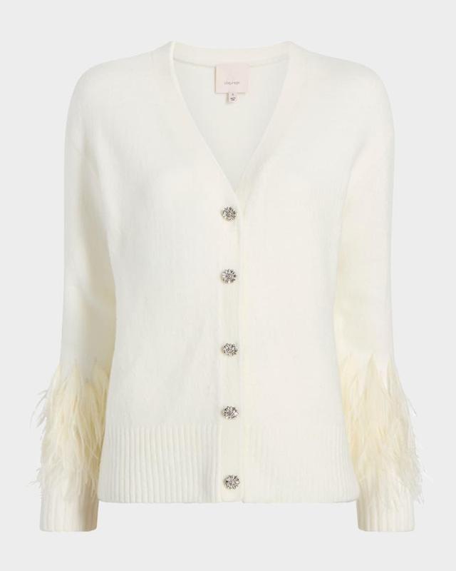 Briana Feather-Cuff Knit Cardigan Product Image