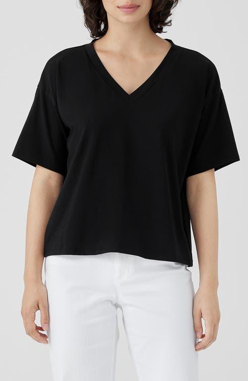 Eileen Fisher Boxy V-Neck Stretch Organic Cotton T-Shirt Product Image