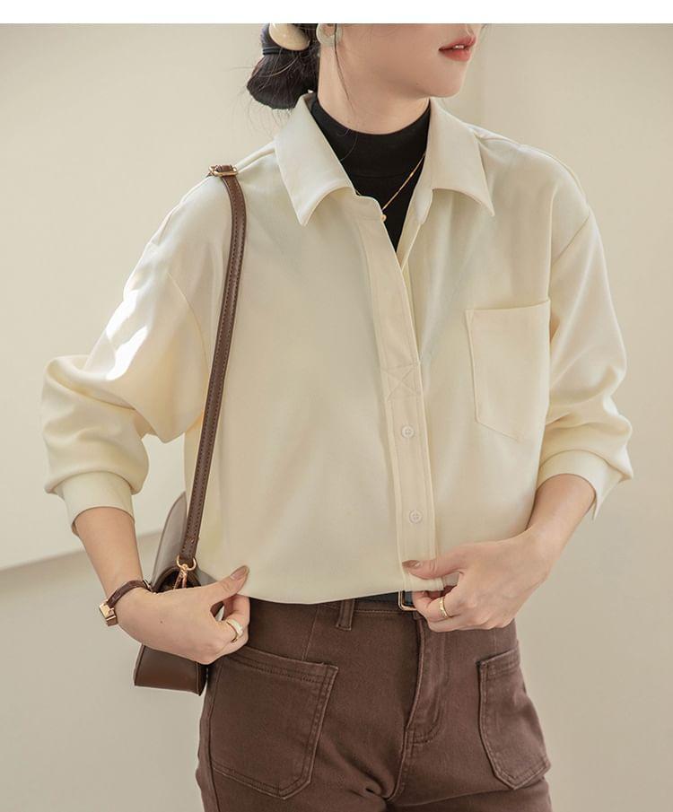 Long Sleeve Mock Neck Two Tone Mock Two Piece Shirt Product Image