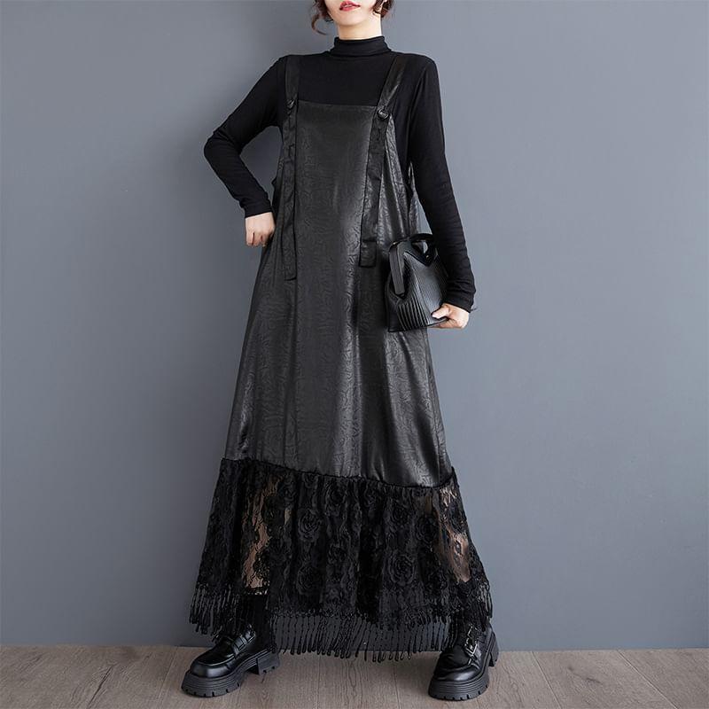 Lace Panel Midi A-Line Jumper Dress Product Image