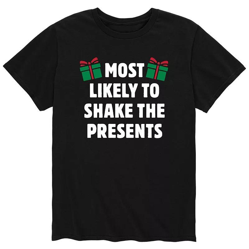 Mens Most Likely To Shake Presents Tee Blue Product Image