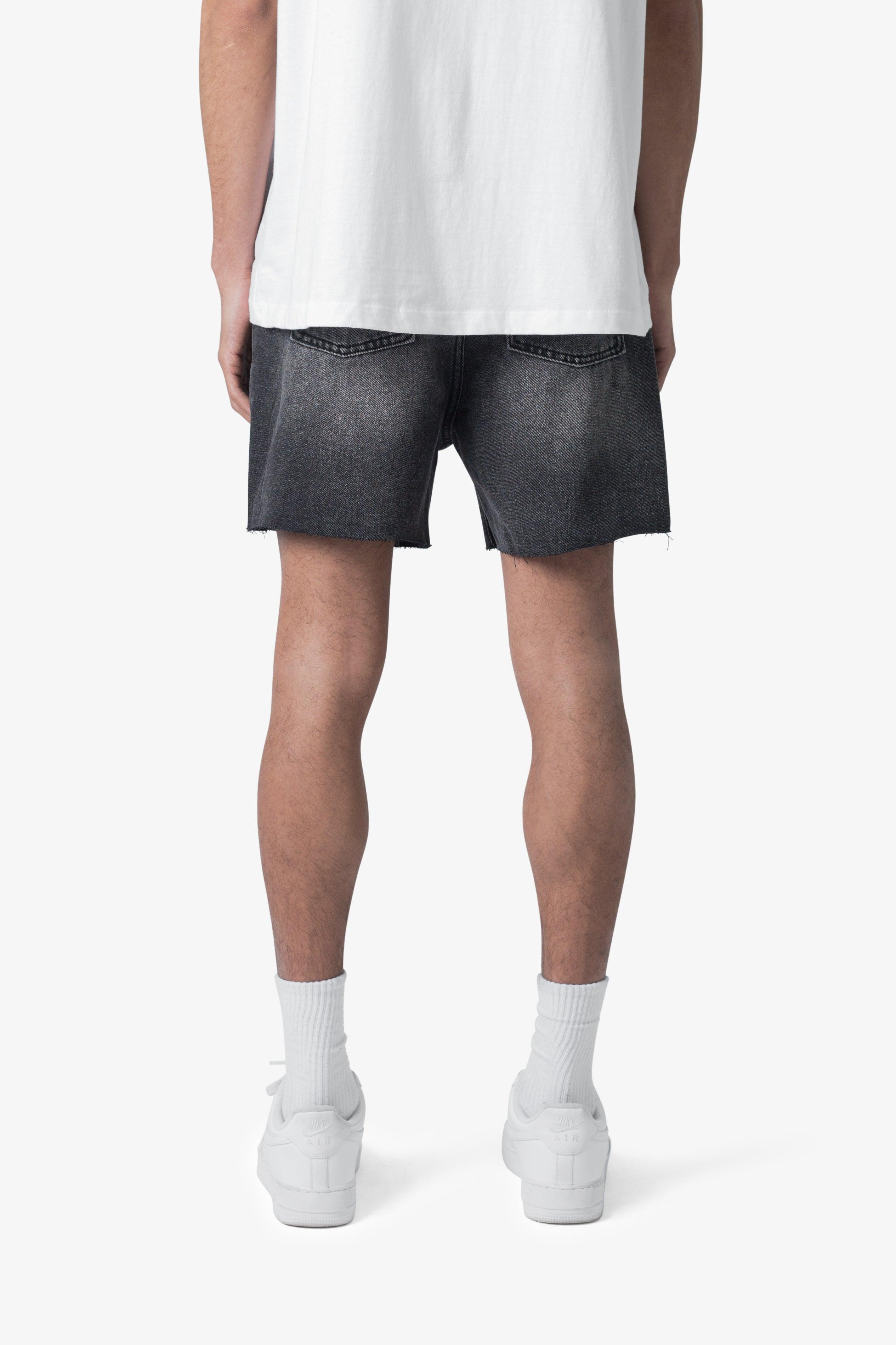 Cut Off Denim Shorts - Black Product Image