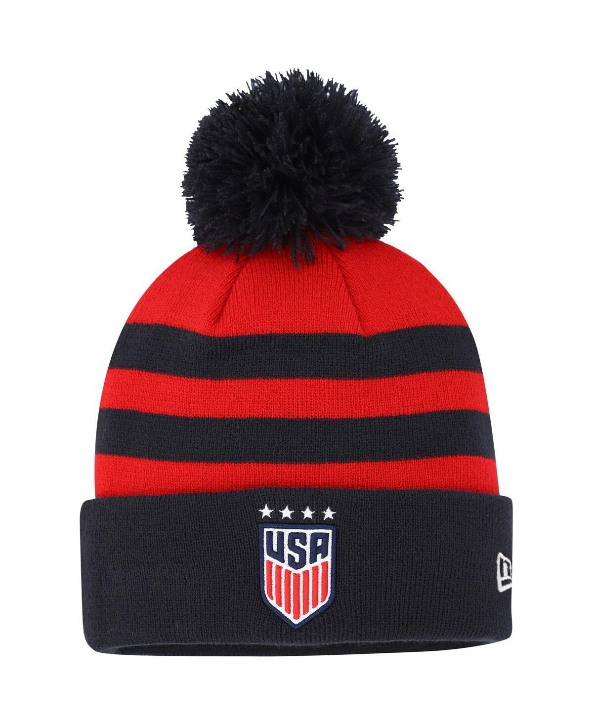 Mens New Era Red Uswnt Team Cuffed Knit Hat with Pom Product Image