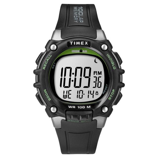 Mens Timex Ironman Classic 100 Lap Digital Watch - Black/Lime TW5M03400JT Product Image