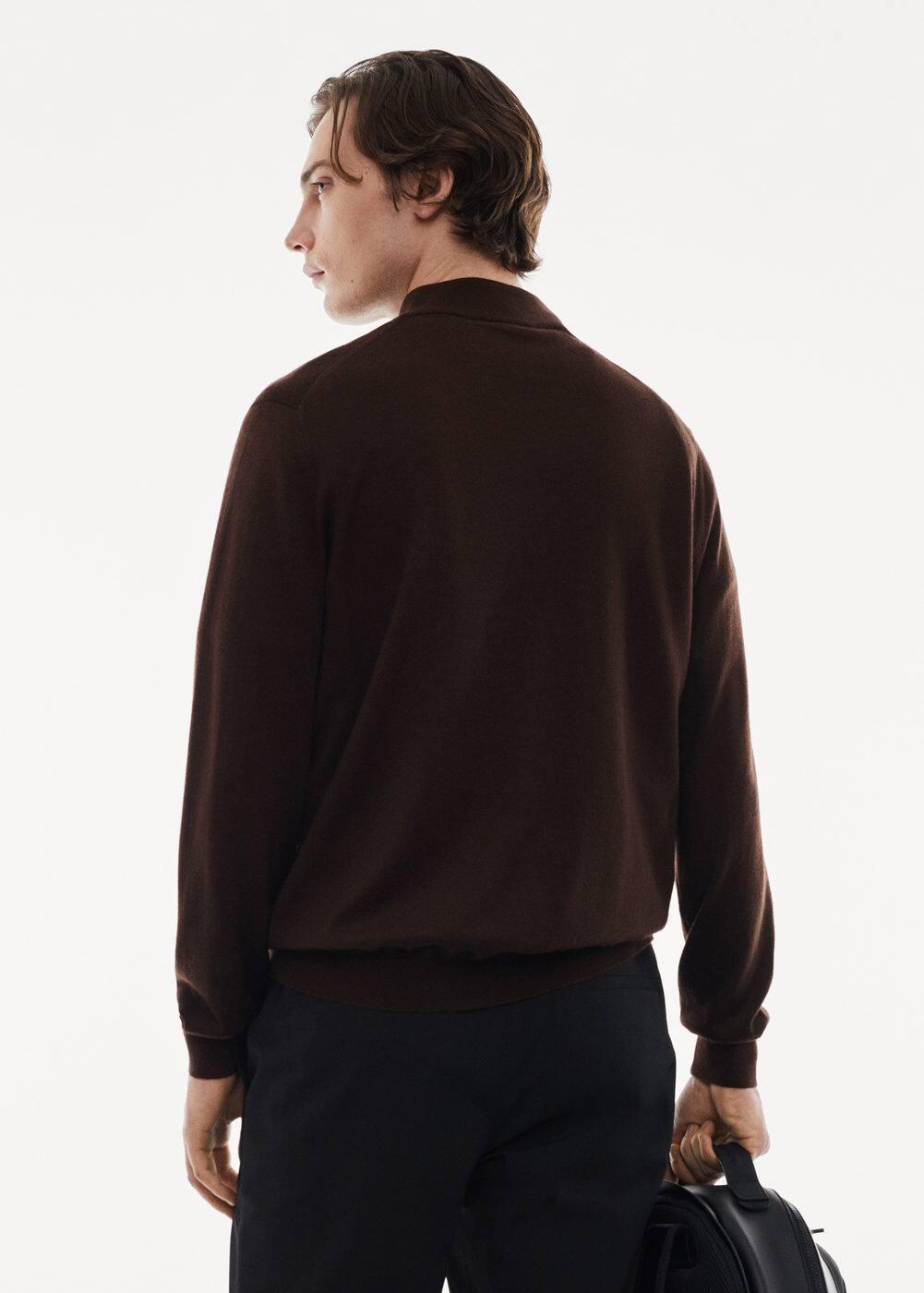 MANGO MAN - 100% merino wool sweater with zipper collar chocolateMen Product Image