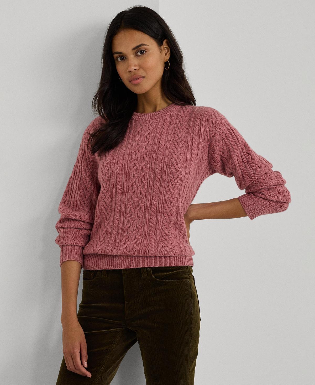 Lauren Ralph Lauren Womens Cable-Knit Crewneck Sweater Product Image