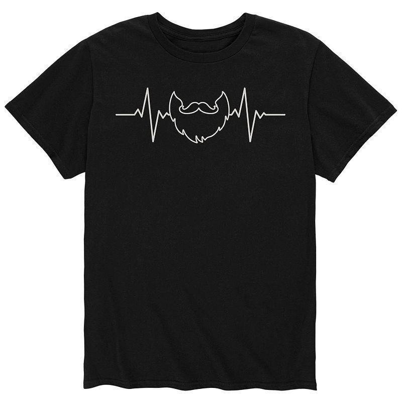 Mens EKG Line Beard Tee Black Product Image