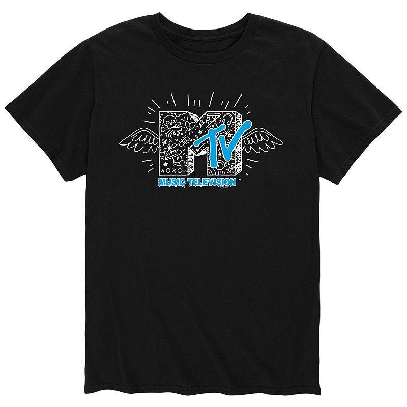 Mens MTV Doodle Logo Tee Black Product Image