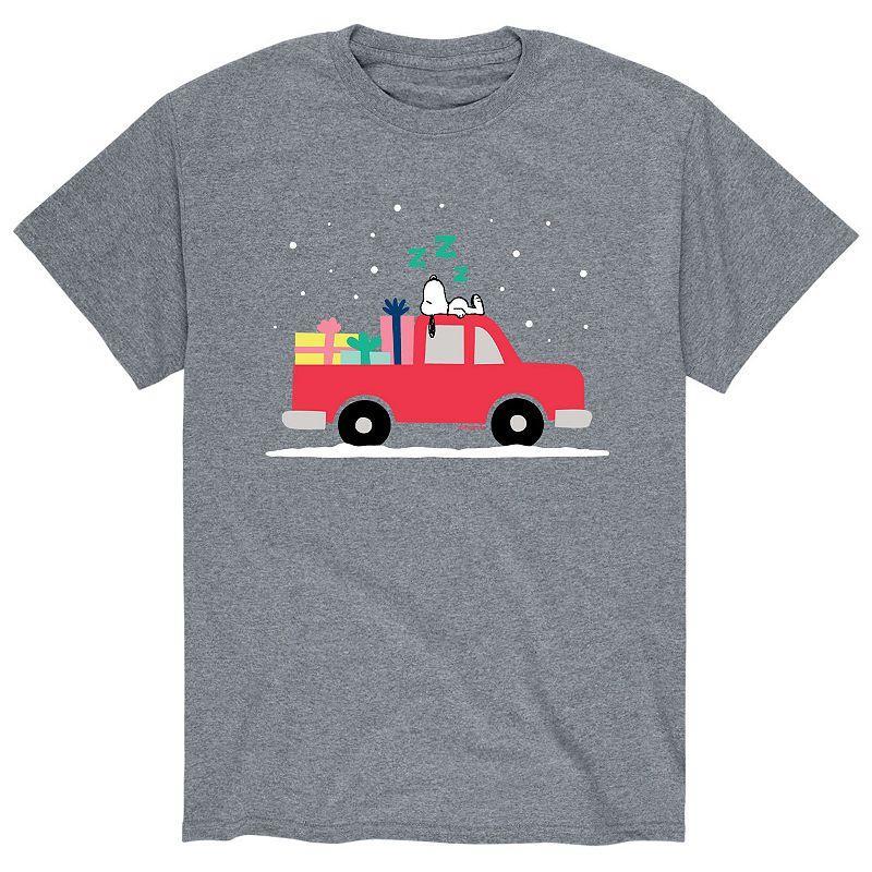 Mens Peanuts Holiday Truck Tee Med Grey Product Image