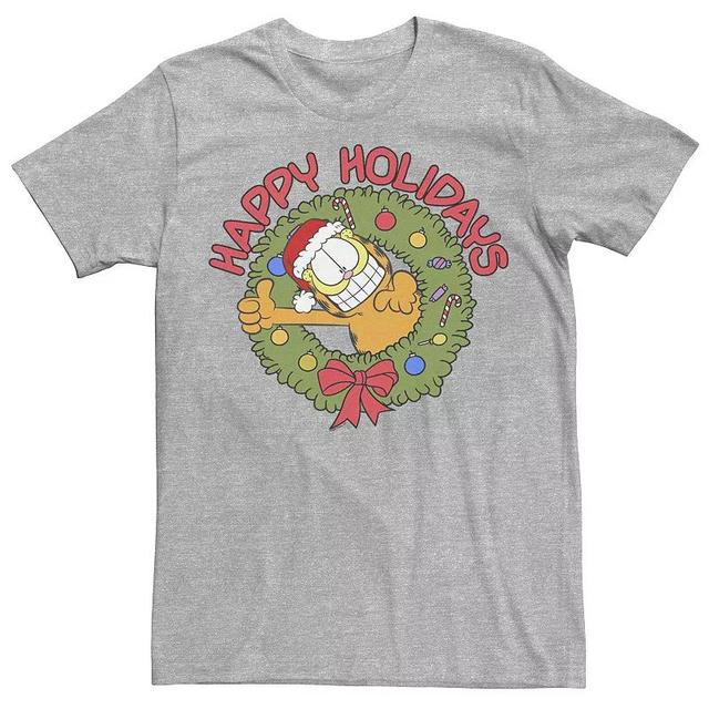 Mens Garfield Wreath Christmas Tee Athletic Grey Product Image