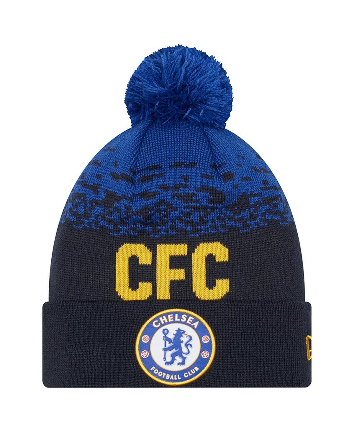 Mens New Era Navy Chelsea Marl Cuffed Knit Hat with Pom Product Image