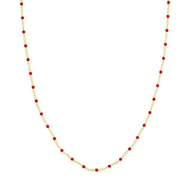 Color Romance 14k Gold Colored Enamel Bead Adjustable Necklace, Womens Pink Product Image