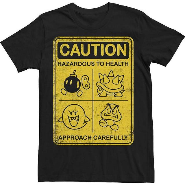 Big & Tall Nintendo Super Mario Bad Guys Caution Sign Tee, Mens Product Image