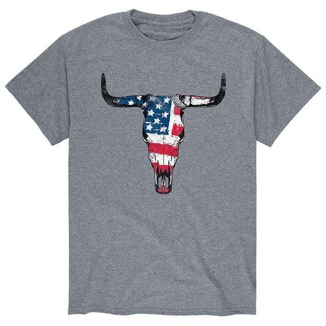 Mens American Flag Steer Skull Tee Product Image