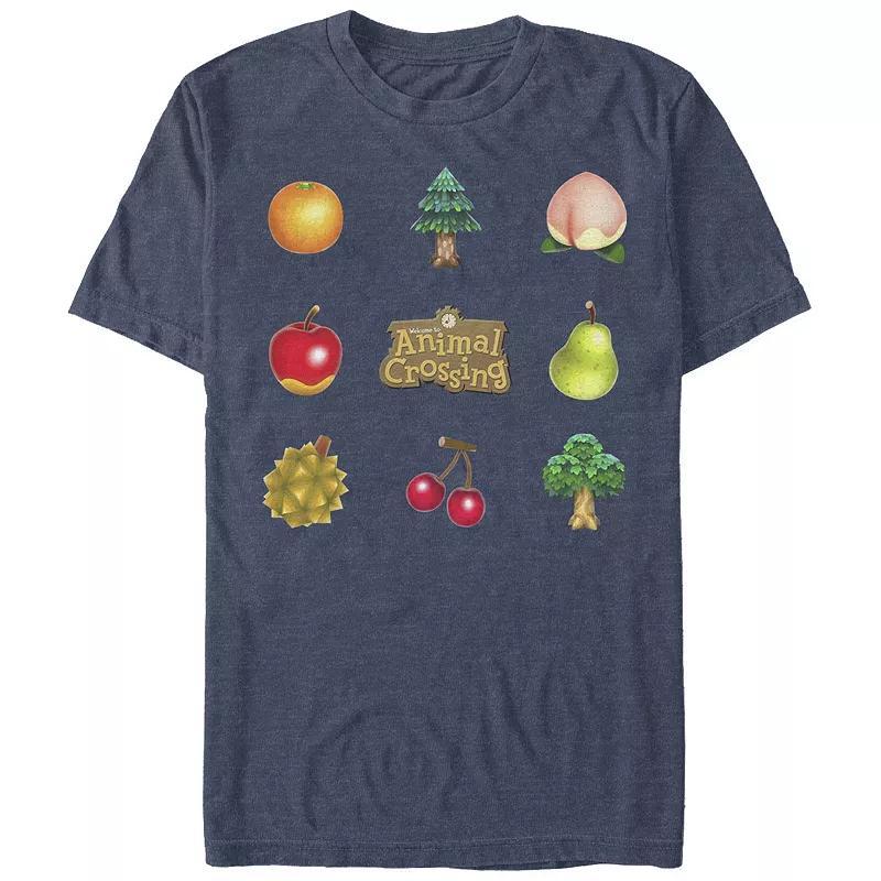 Mens Animal Crossing Items Found Title Logo Graphic Tee Navy Grey Product Image