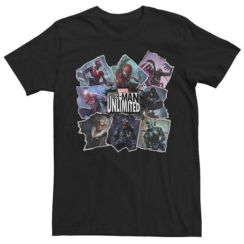 Mens Marvel Spider-Man Unlimited Page Tear Out Tee Black Product Image